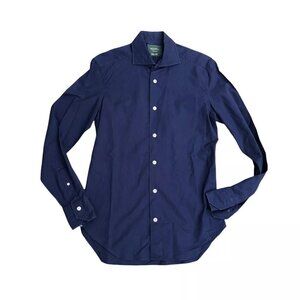 MAZZARELLI Green Stone Button Down Shirt Men's SMALL Blue Long Sleeve Collar​​